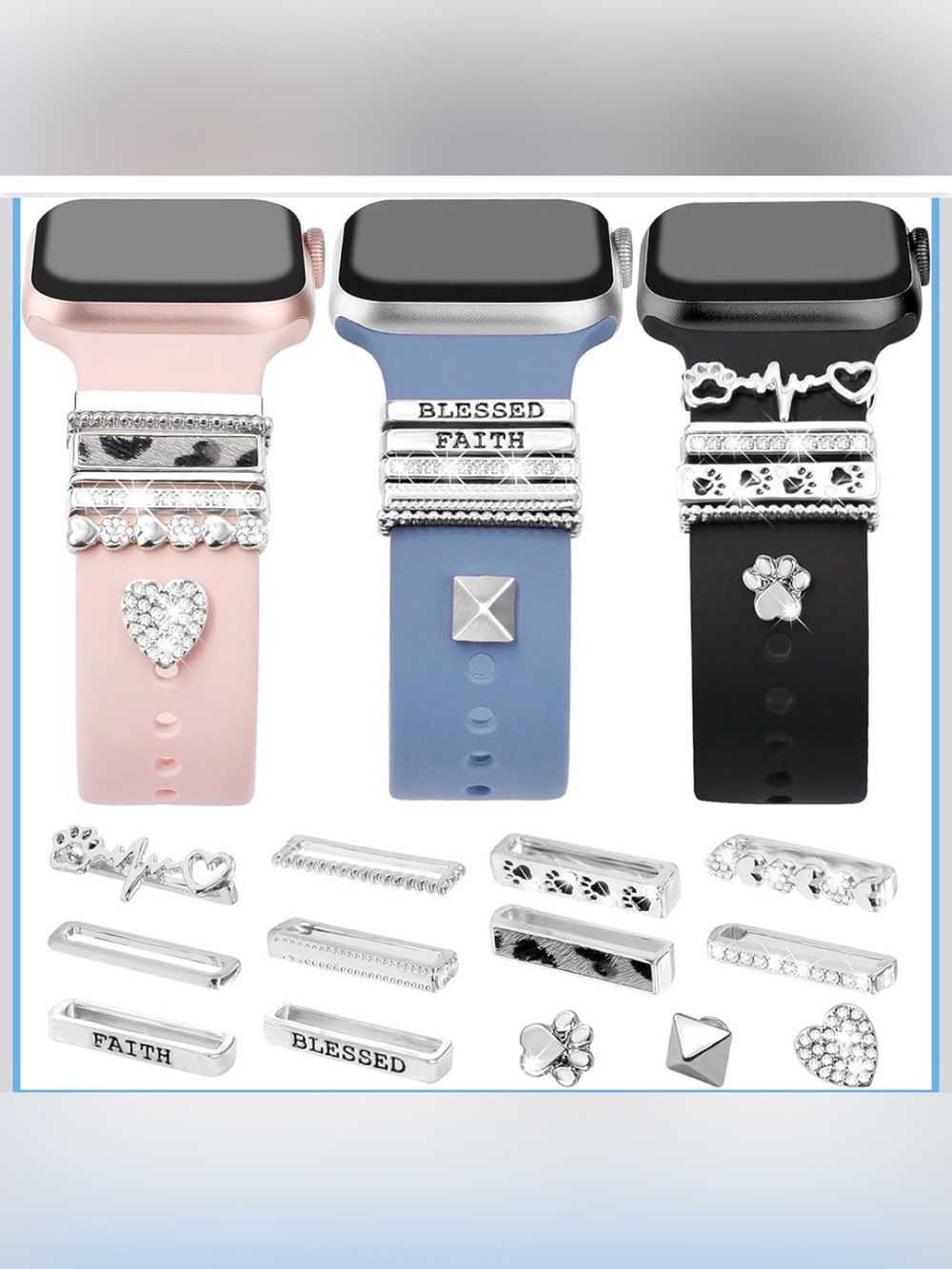 Rhinestone Heart & Charm Apple Watch accessories- GOLD,SILVER, ROSE COLOR, PEARL